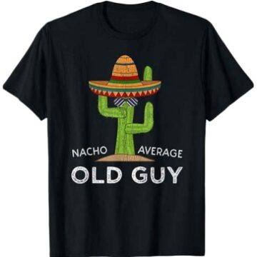 Black Short-Sleeve Graphic Tee with Cactus and Sombrero Print