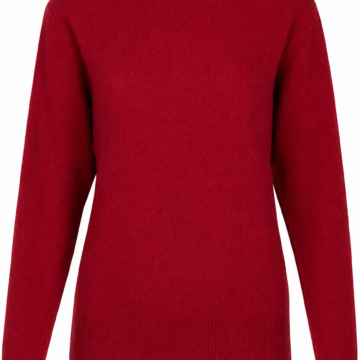 Solid Red Ribbed Mock Neck Knit Sweater